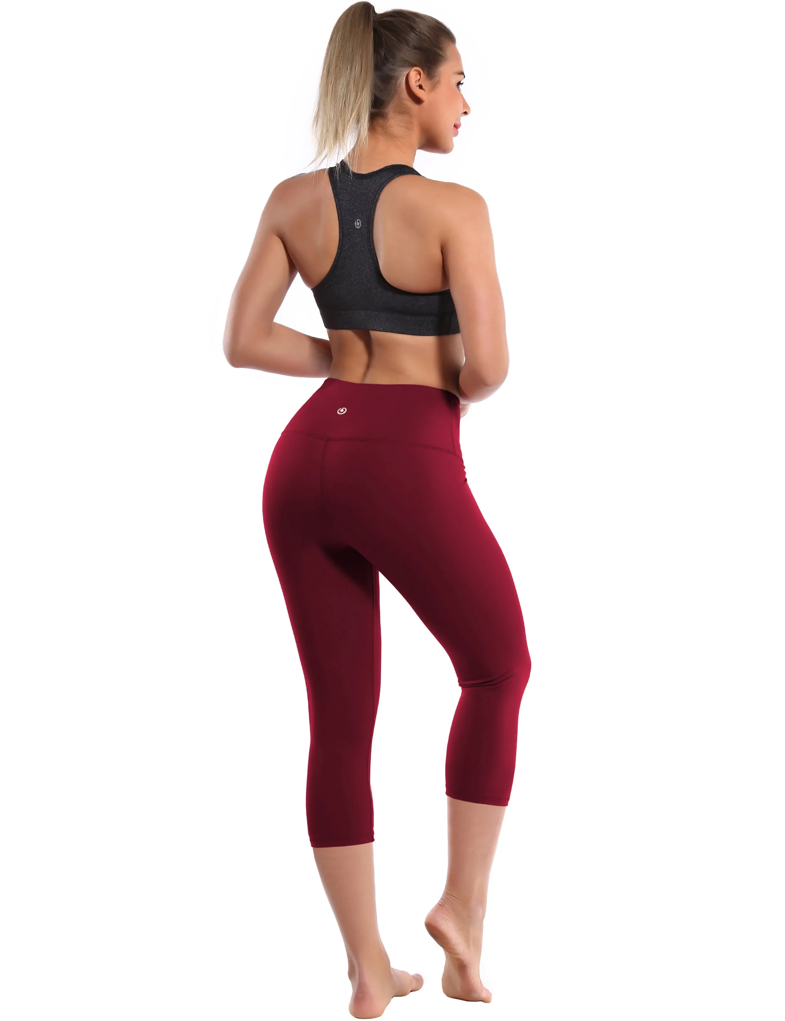 19" High Waist Crop Tight Capris cherryred_Biking