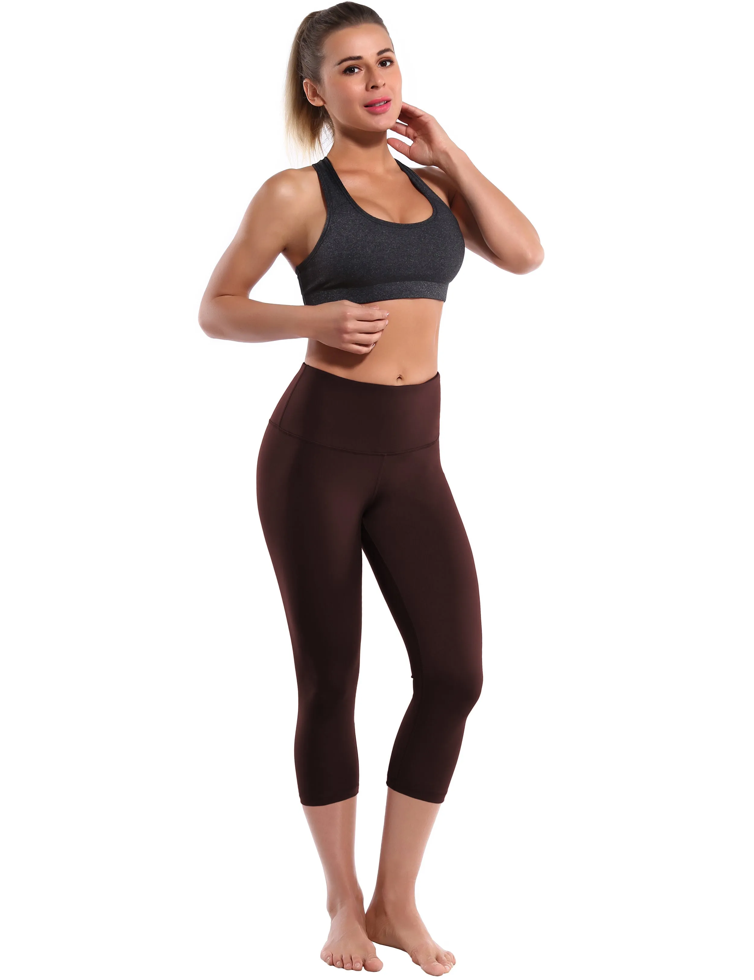 19" High Waist Crop Tight Capris mahoganymaroon_Golf
