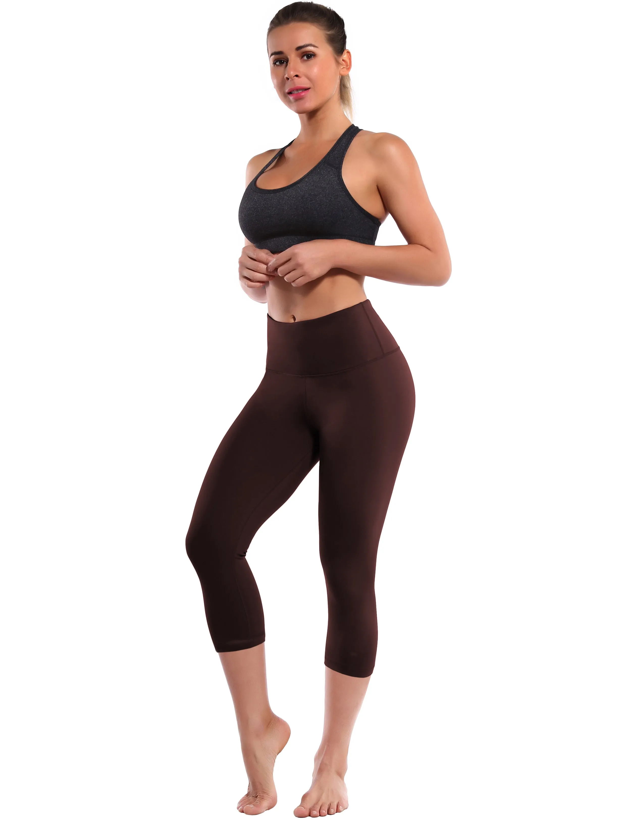 19" High Waist Crop Tight Capris mahoganymaroon_Gym