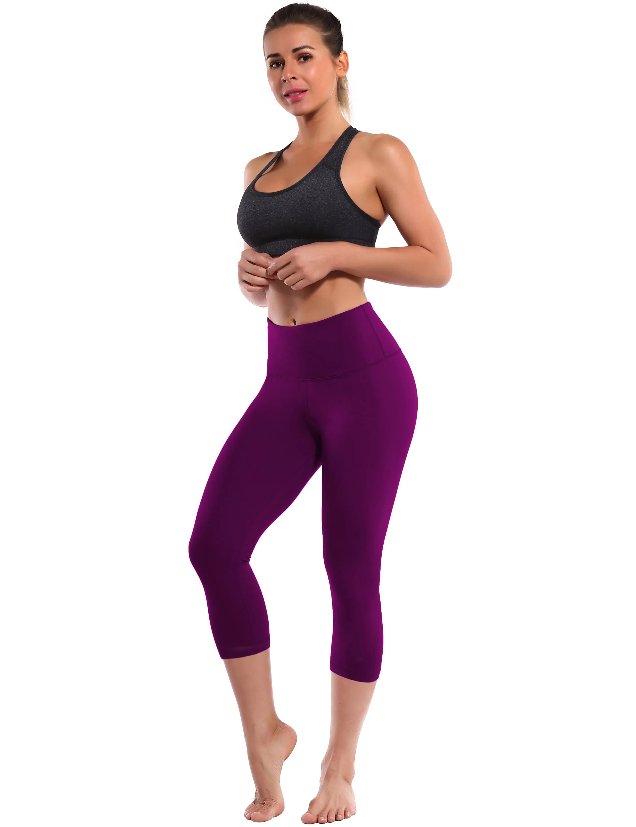 19" High Waist Crop Tight Capris plum_Pilates