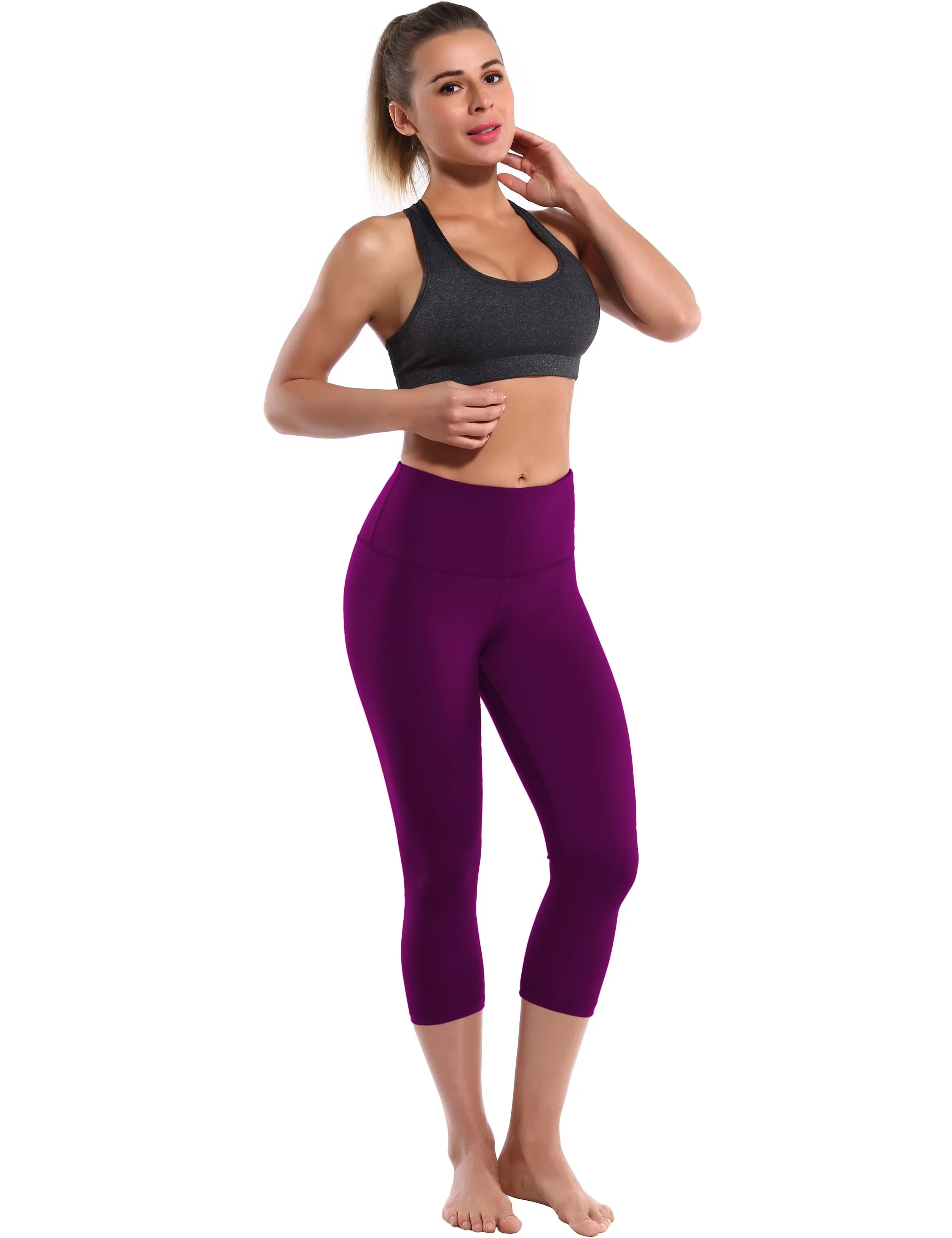19" High Waist Crop Tight Capris plum_Pilates