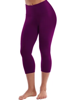 19" High Waist Crop Tight Capris plum_Pilates