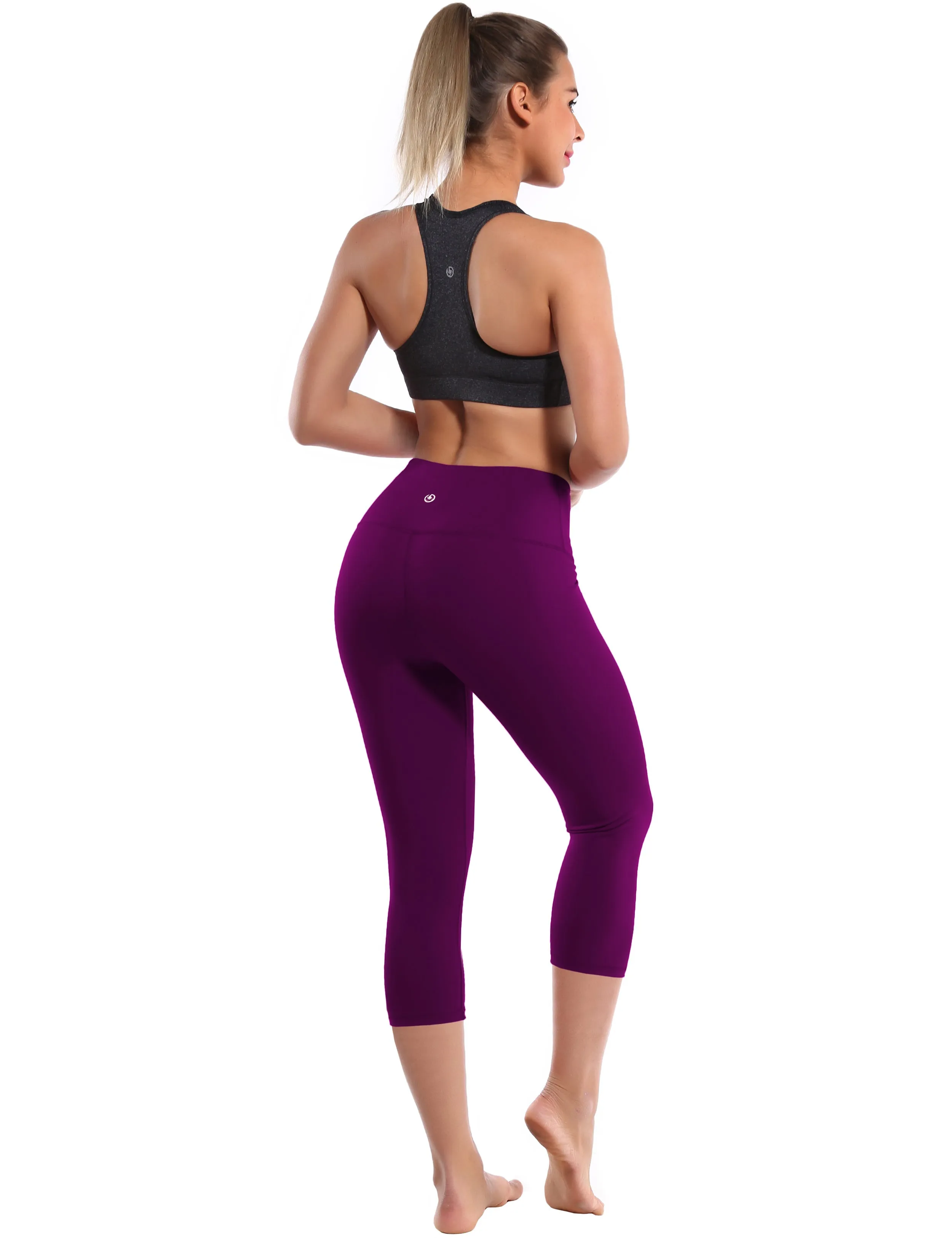 19" High Waist Crop Tight Capris plum_Pilates