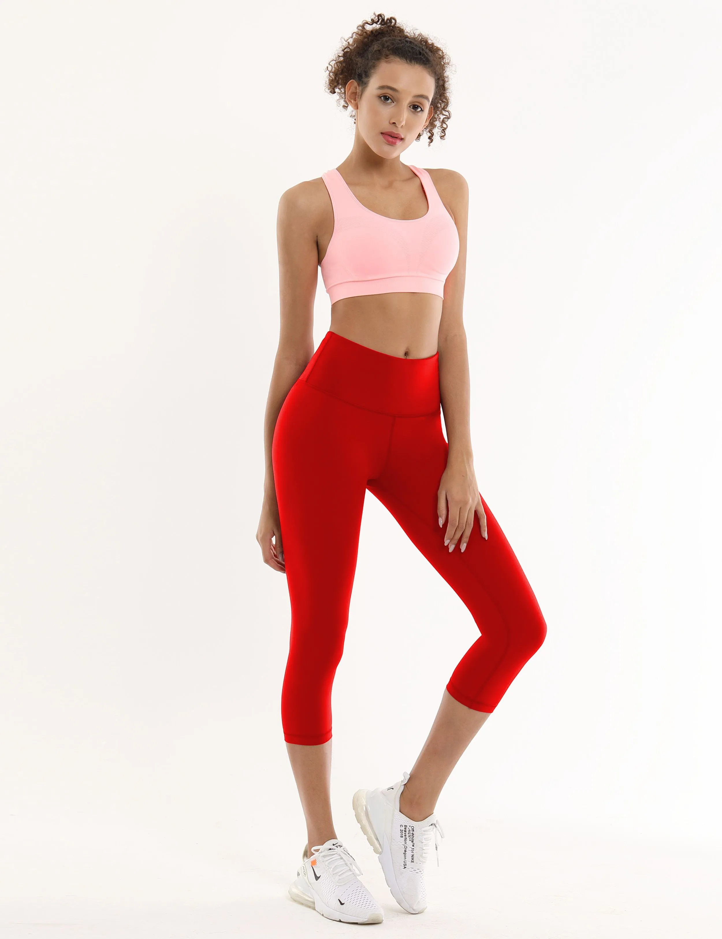 19" High Waist Crop Tight Capris scarlet_Biking