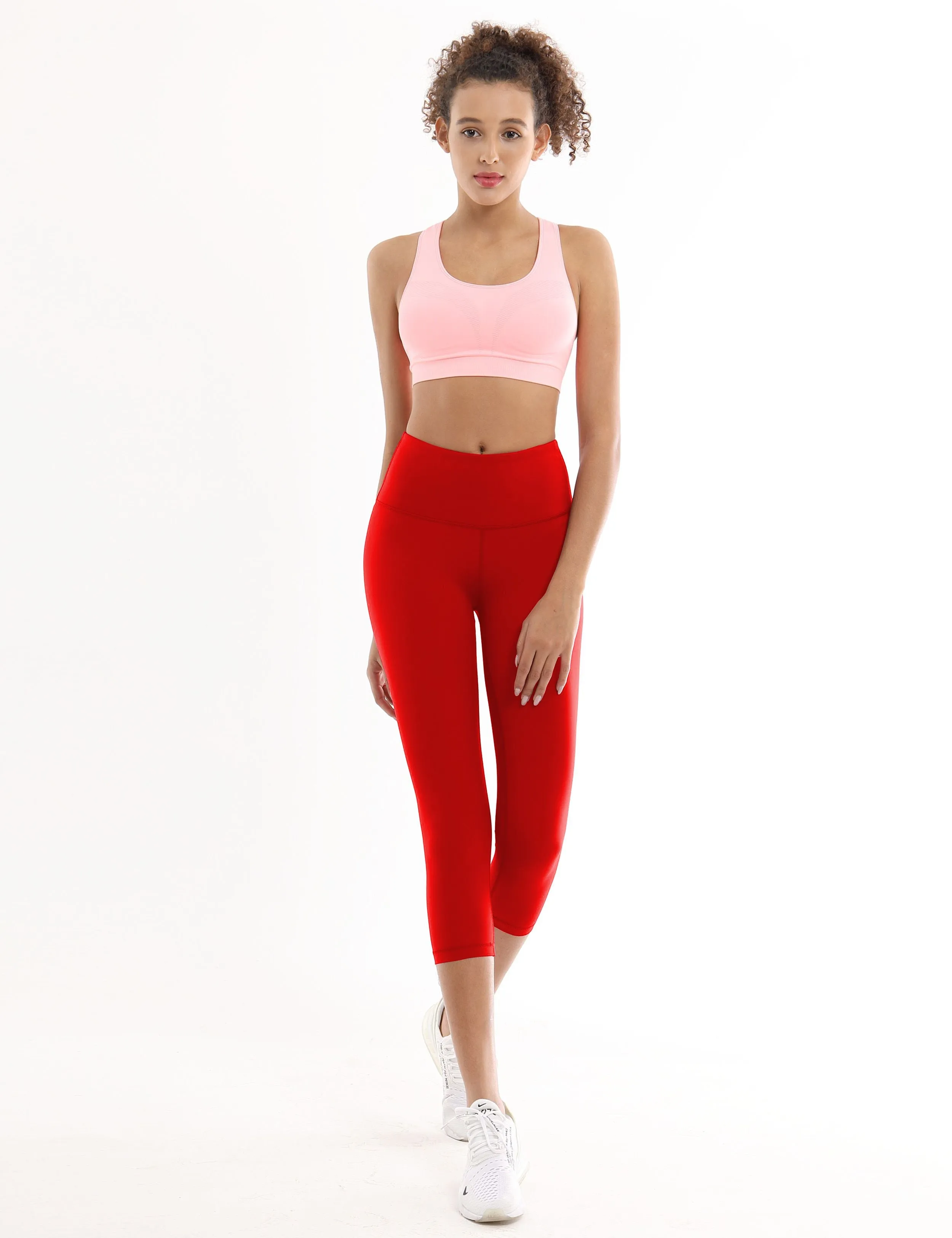 19" High Waist Crop Tight Capris scarlet_Biking