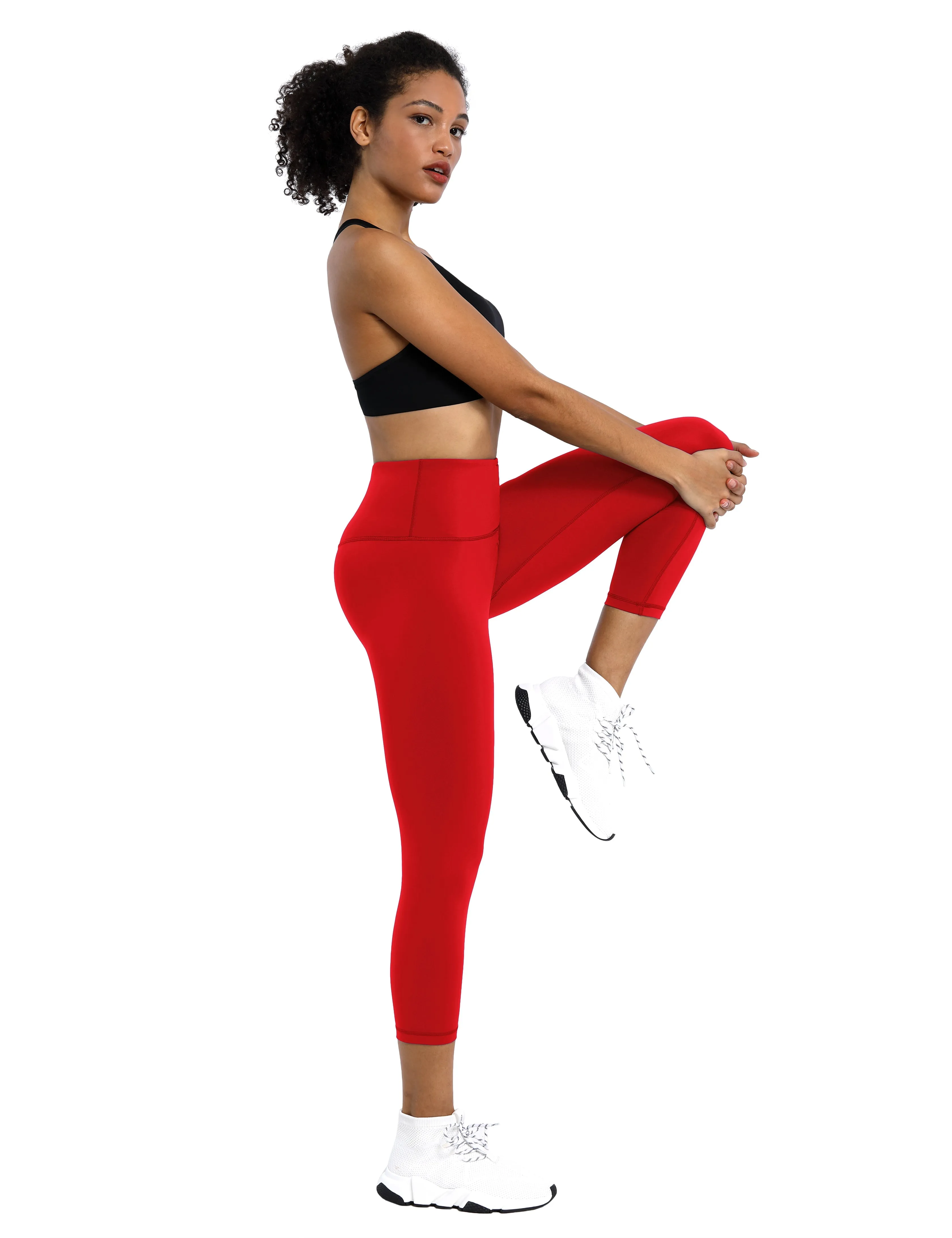 19" High Waist Crop Tight Capris scarlet_Biking