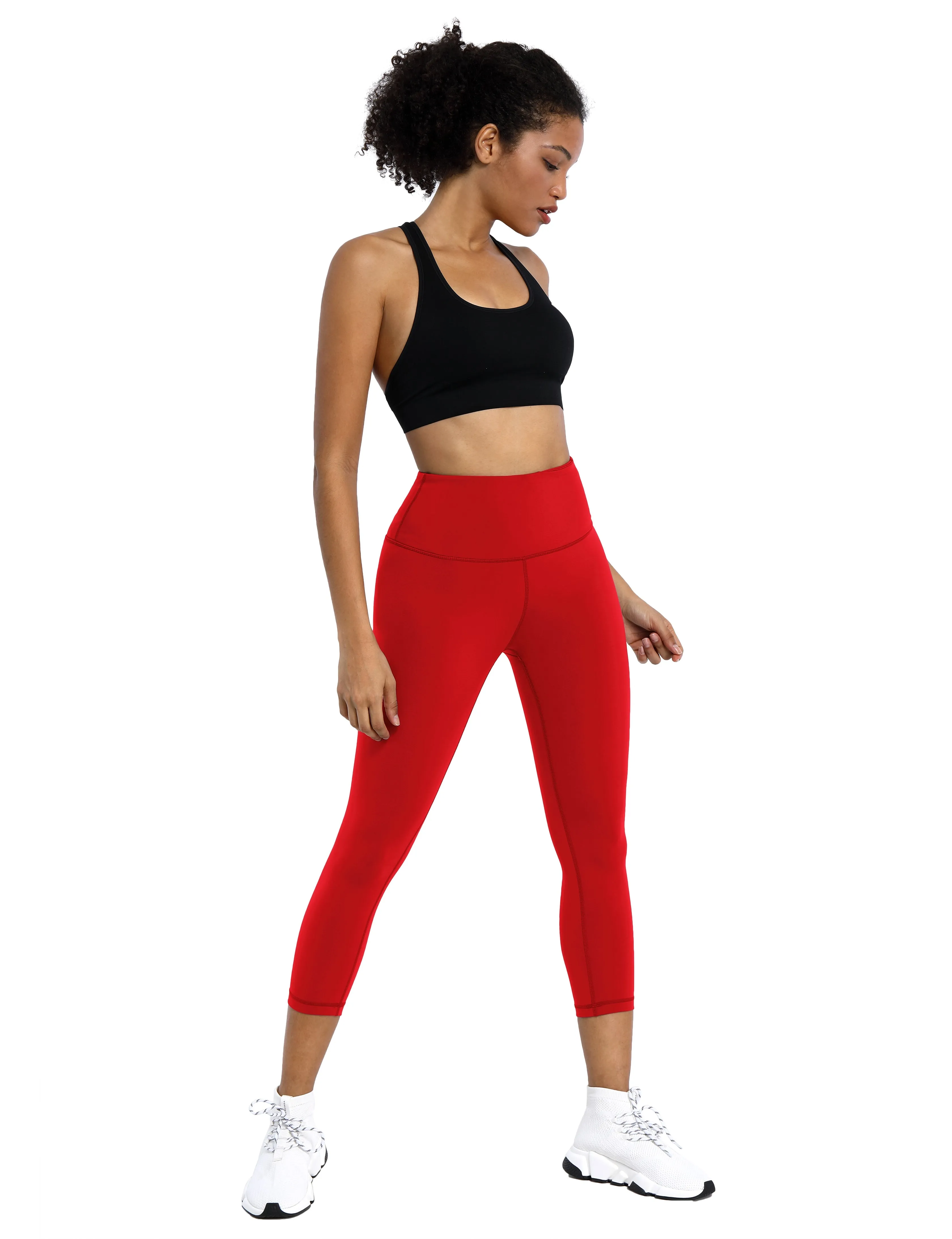 19" High Waist Crop Tight Capris scarlet_Biking