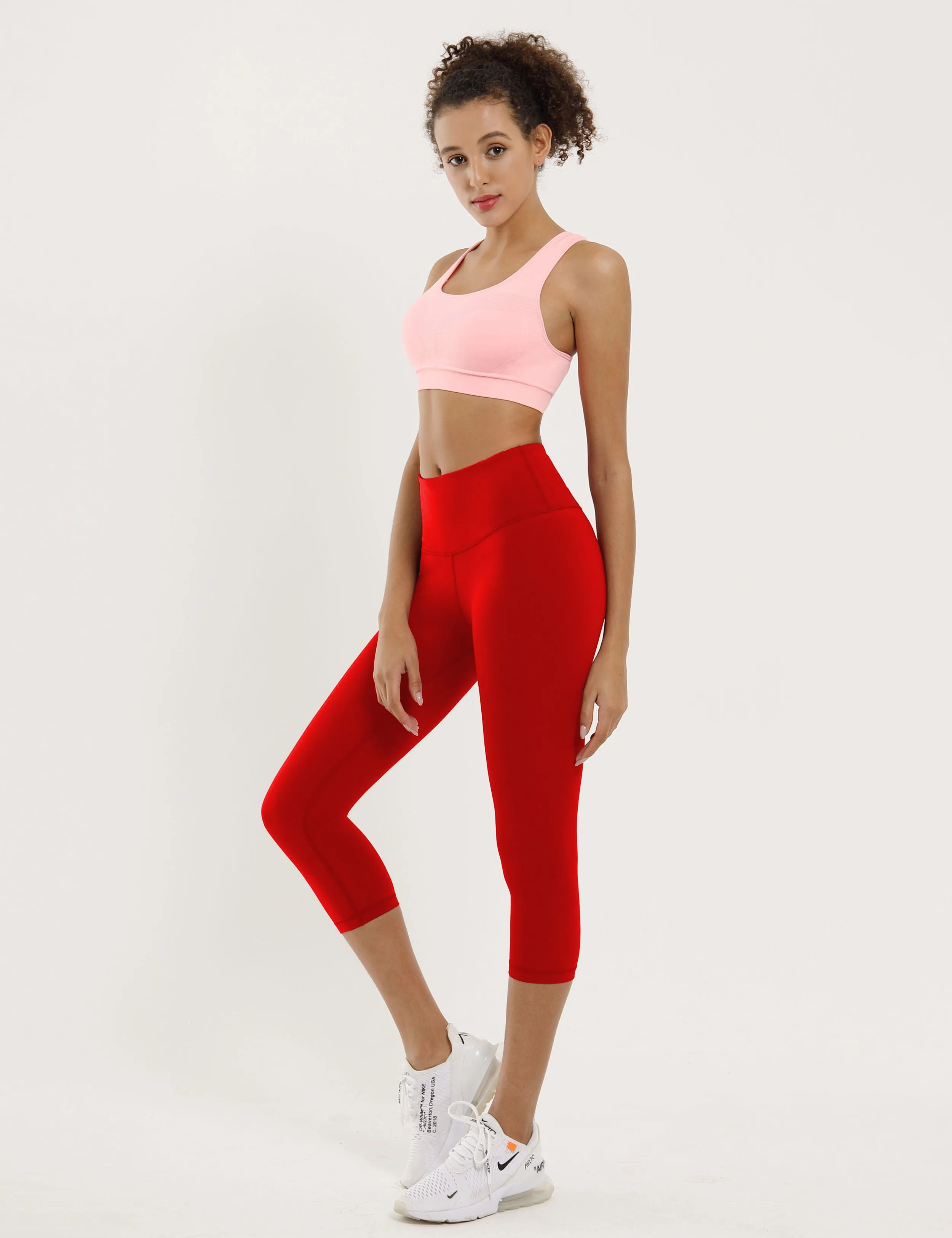19" High Waist Crop Tight Capris scarlet_Biking