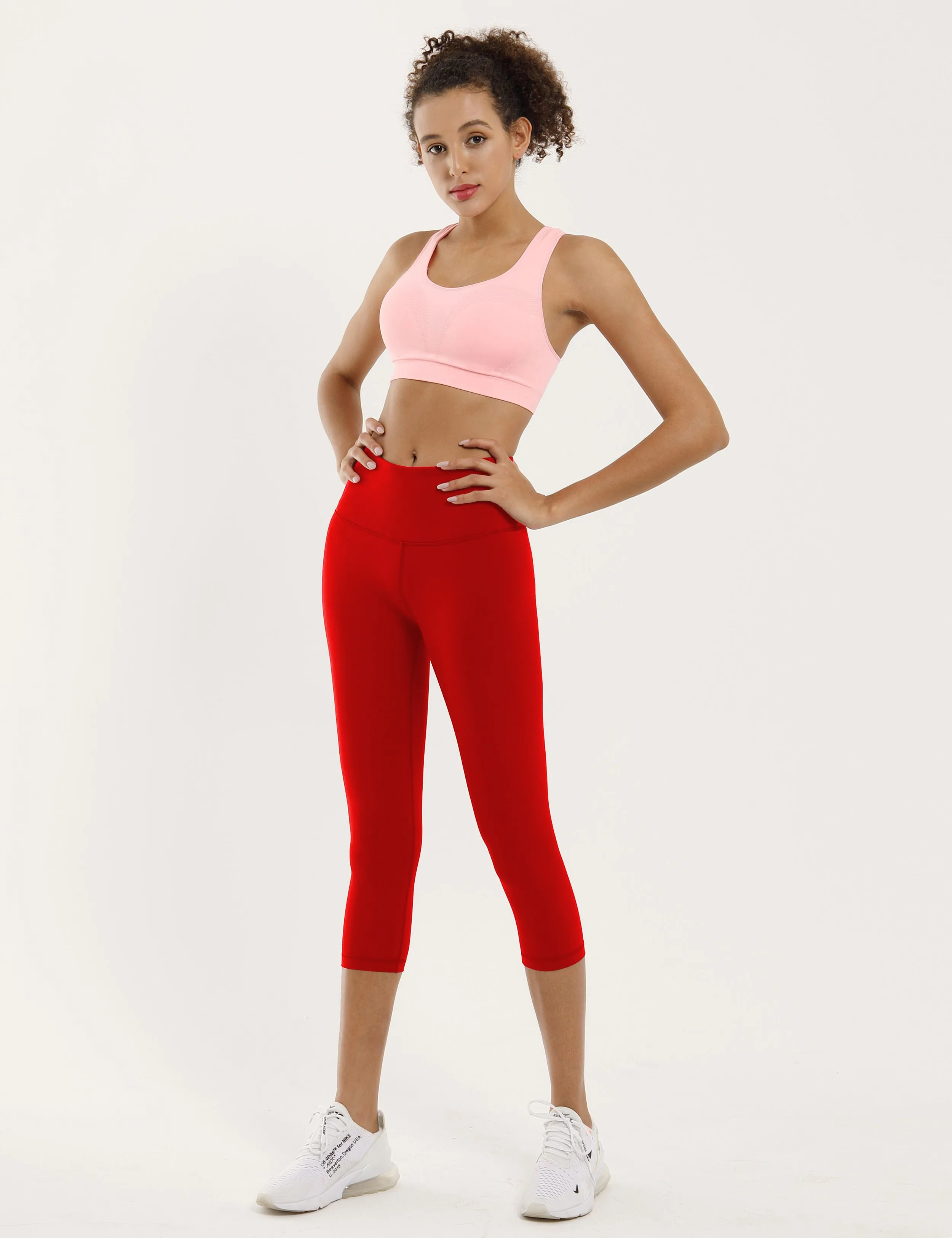 19" High Waist Crop Tight Capris scarlet_Biking