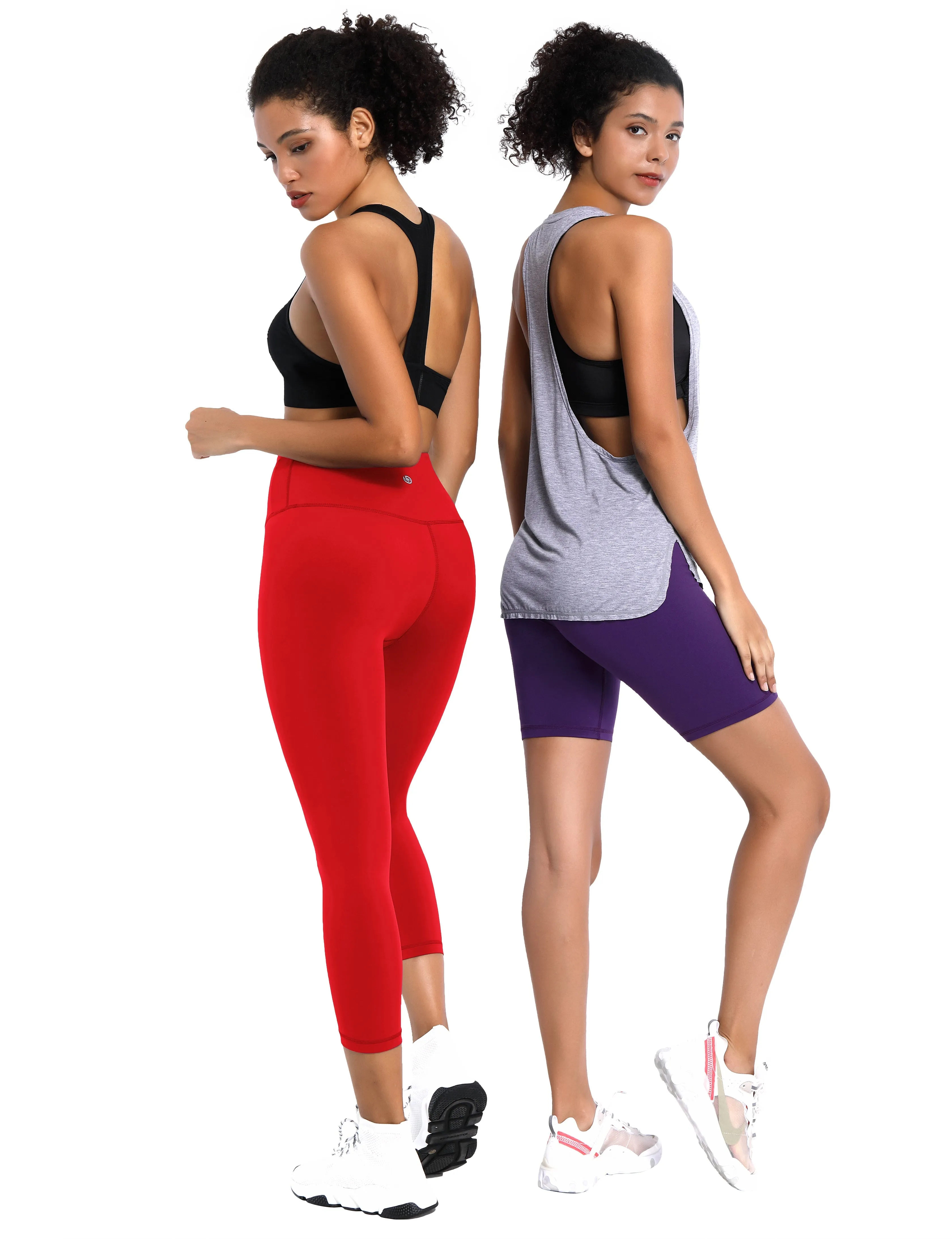 19" High Waist Crop Tight Capris scarlet_Biking