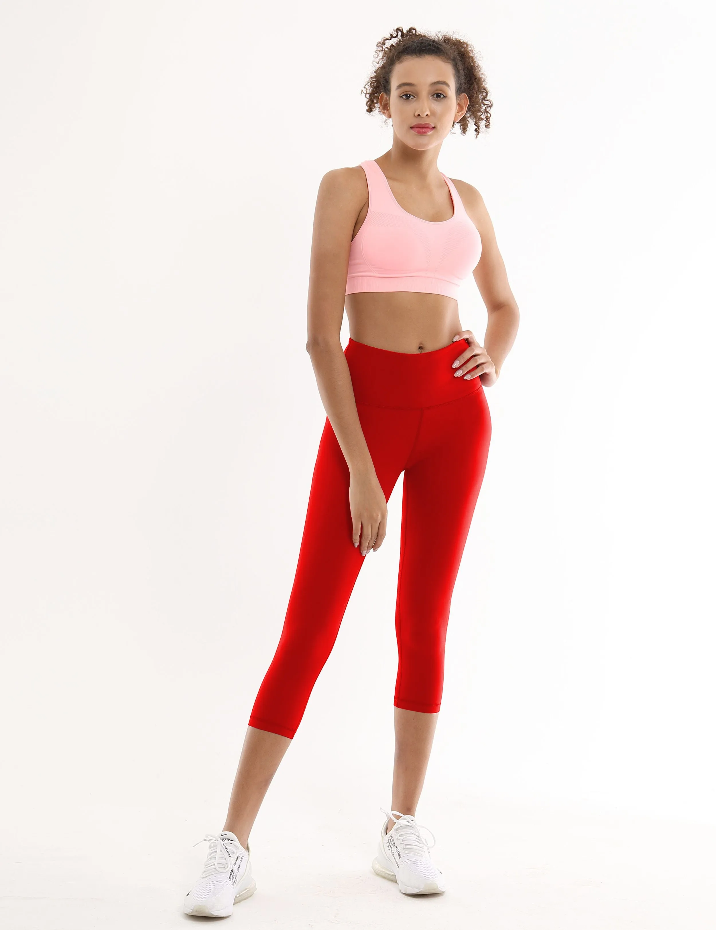 19" High Waist Crop Tight Capris scarlet_Biking