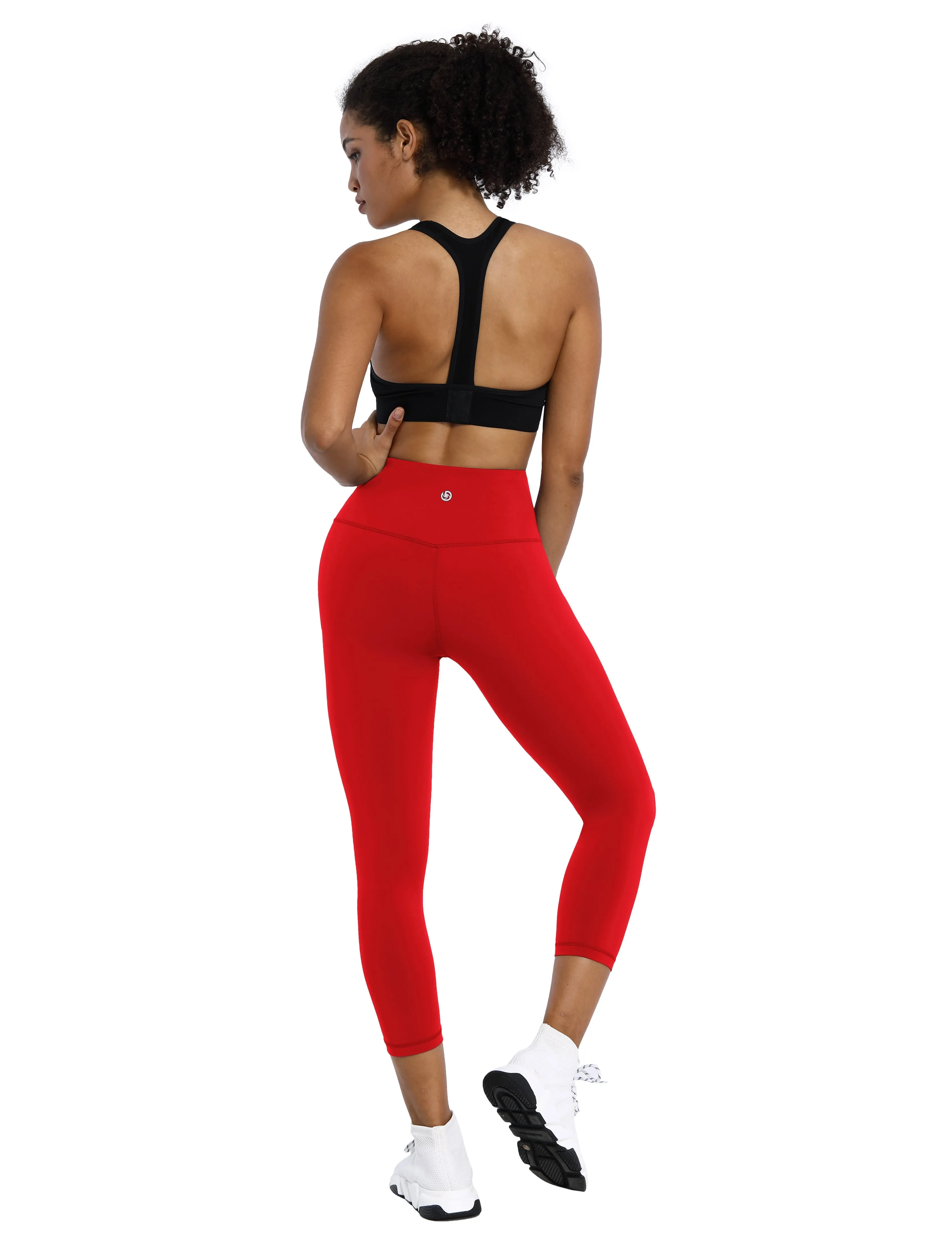 19" High Waist Crop Tight Capris scarlet_Biking