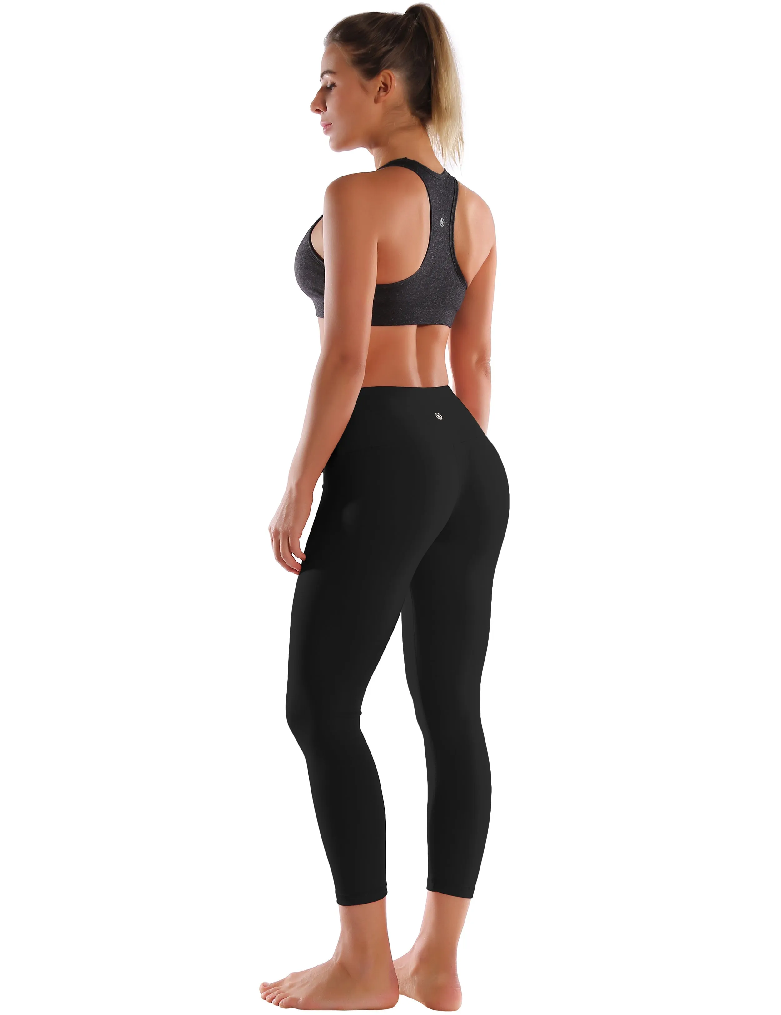 22" High Waist Crop Tight Capris black_Jogging