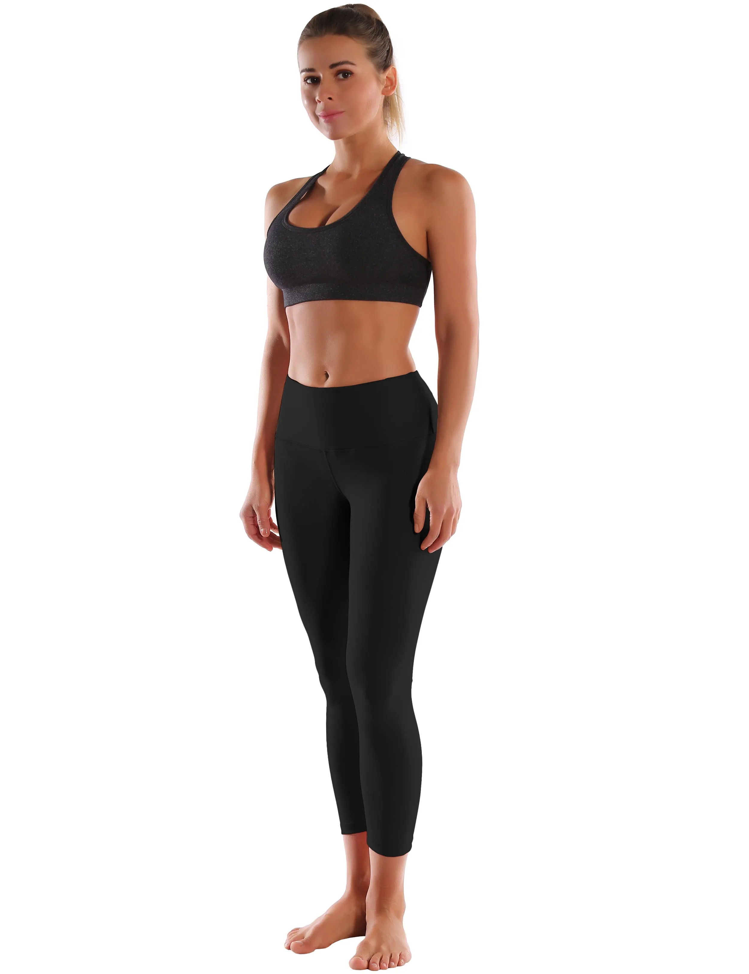 22" High Waist Crop Tight Capris black_Jogging