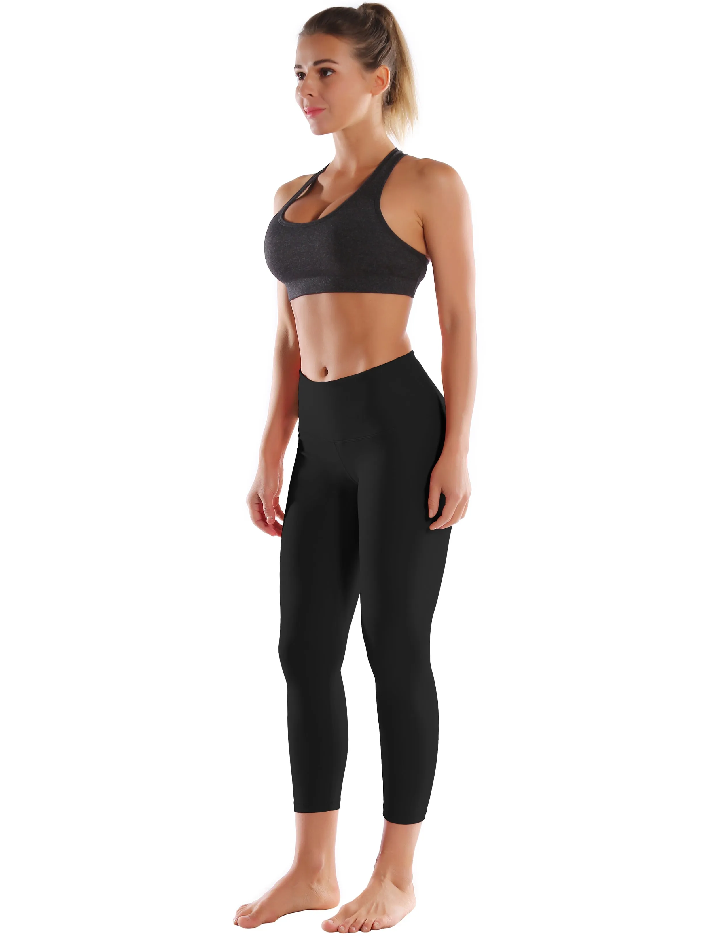 22" High Waist Crop Tight Capris black_Jogging