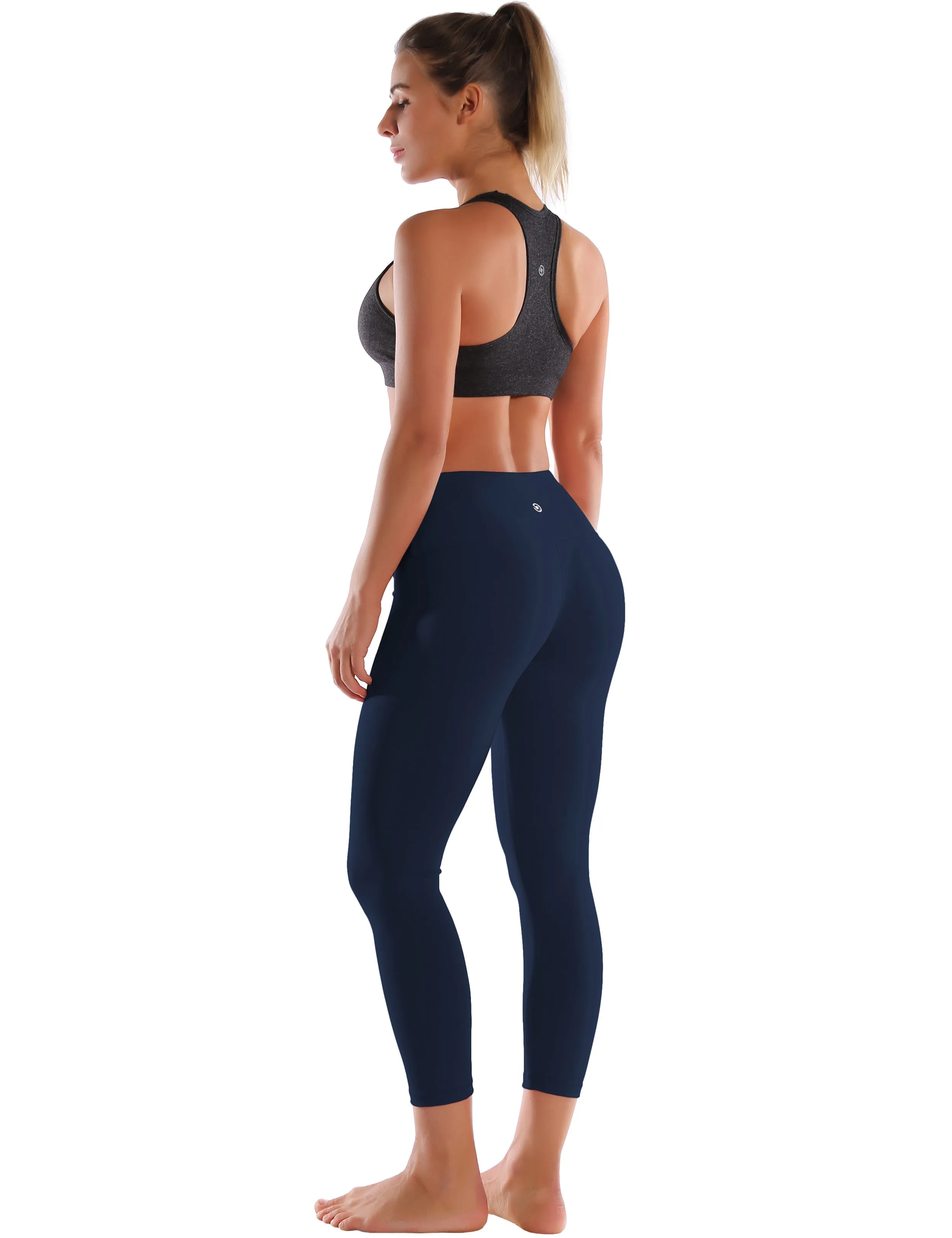 22" High Waist Crop Tight Capris darknavy_Plus Size