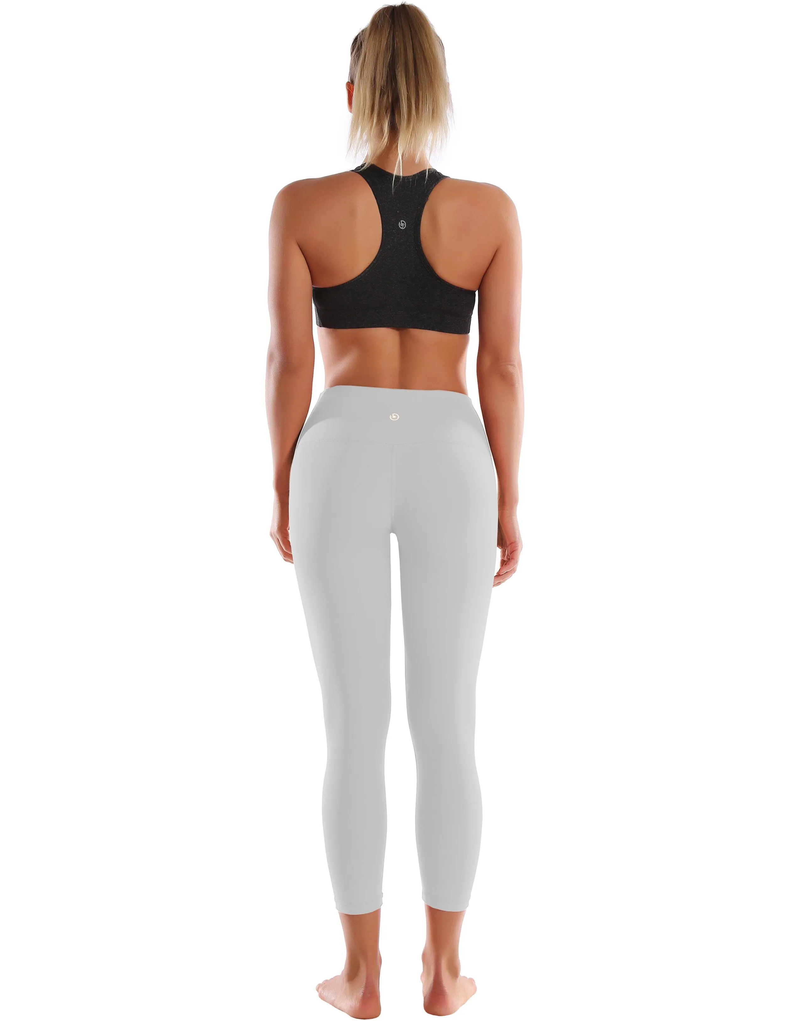 22" High Waist Crop Tight Capris lightgray ins_Golf