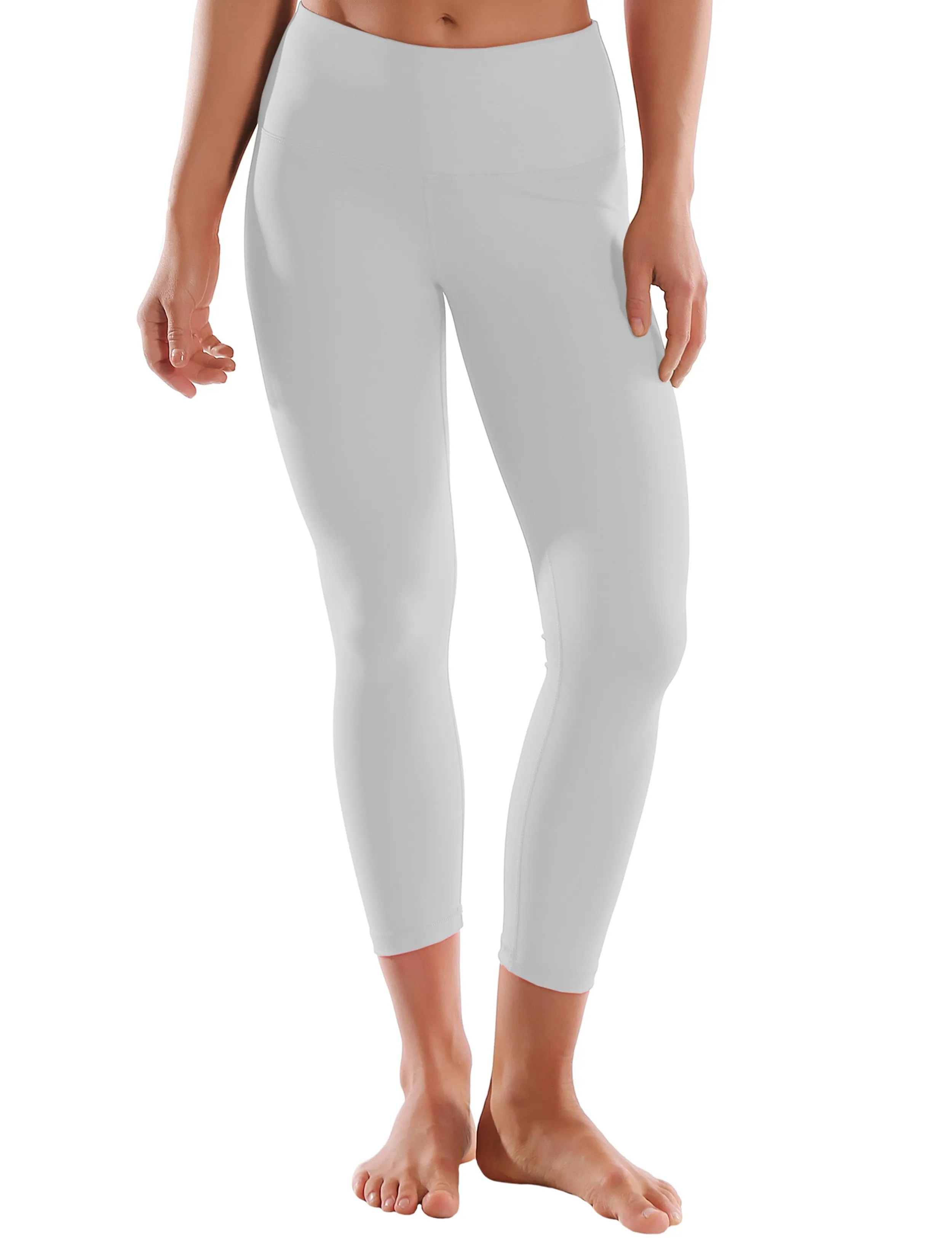 22" High Waist Crop Tight Capris lightgray ins_Gym