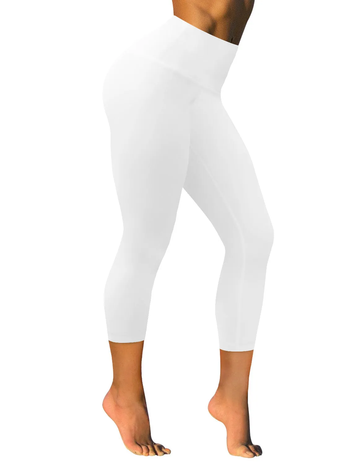 22" High Waist Crop Tight Capris mattewhite_Plus Size