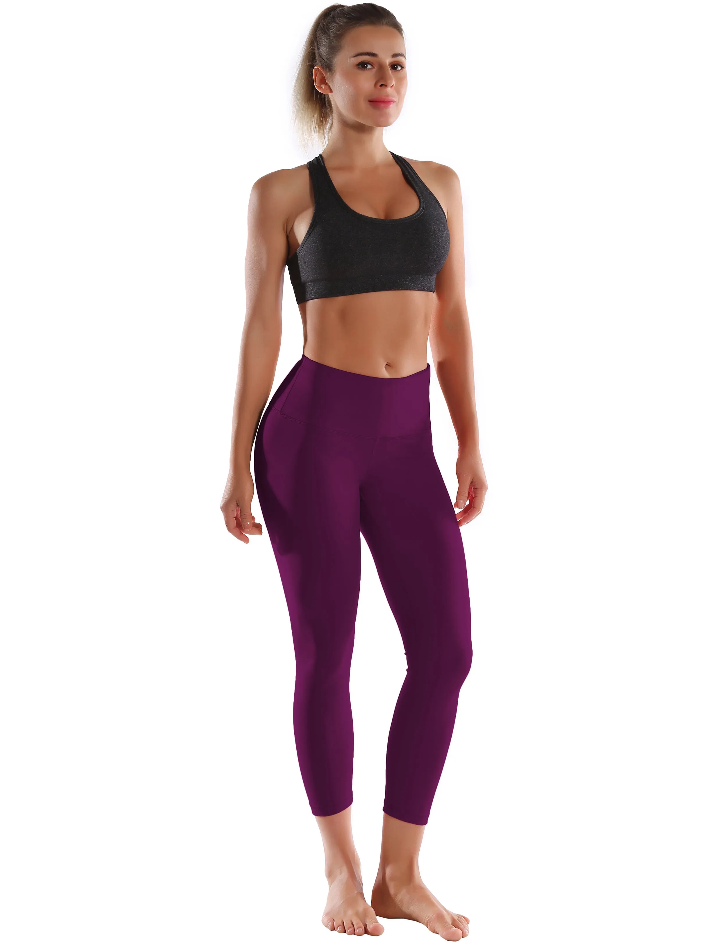 22" High Waist Crop Tight Capris plum_yogastudio