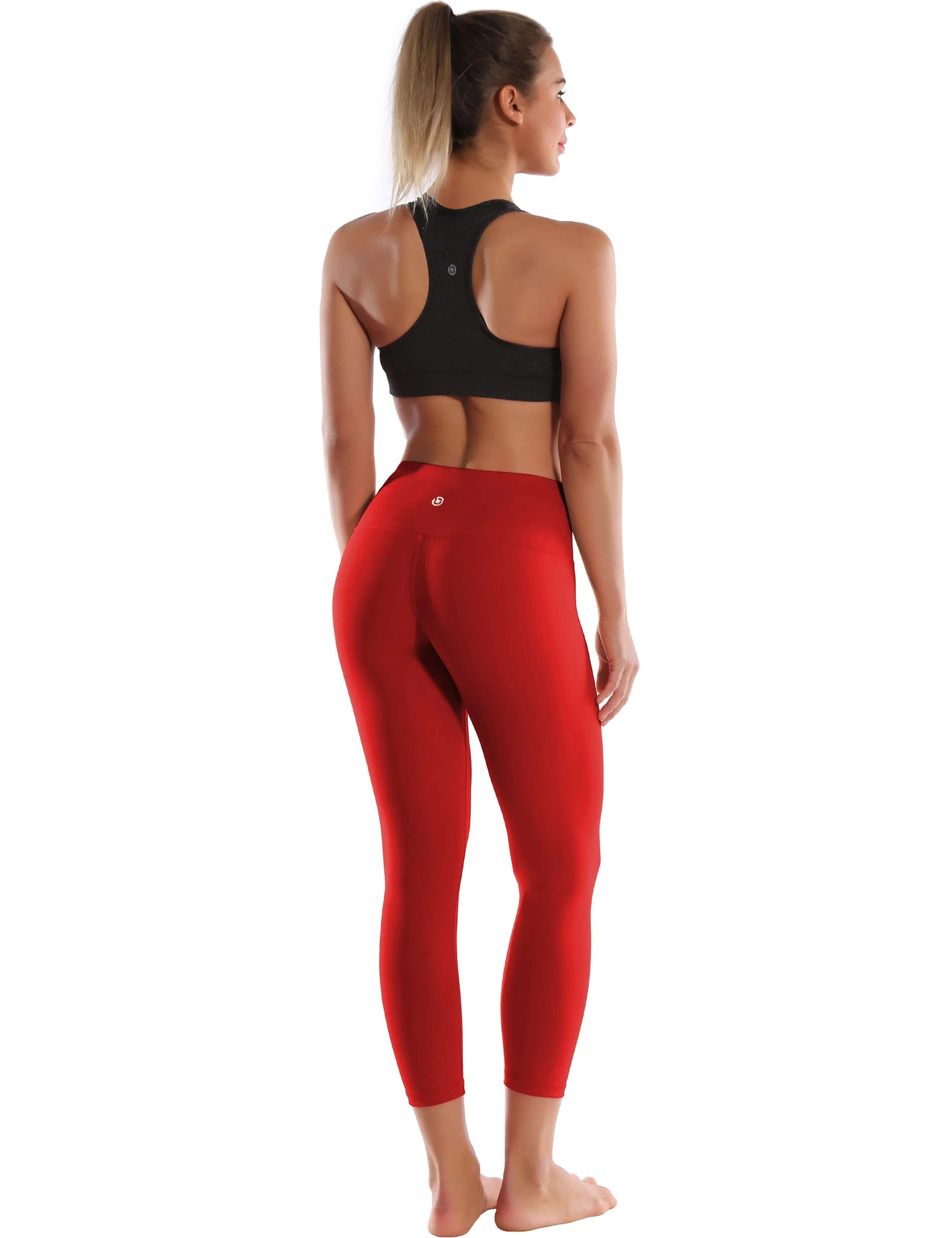 22" High Waist Crop Tight Capris scarlet_Gym