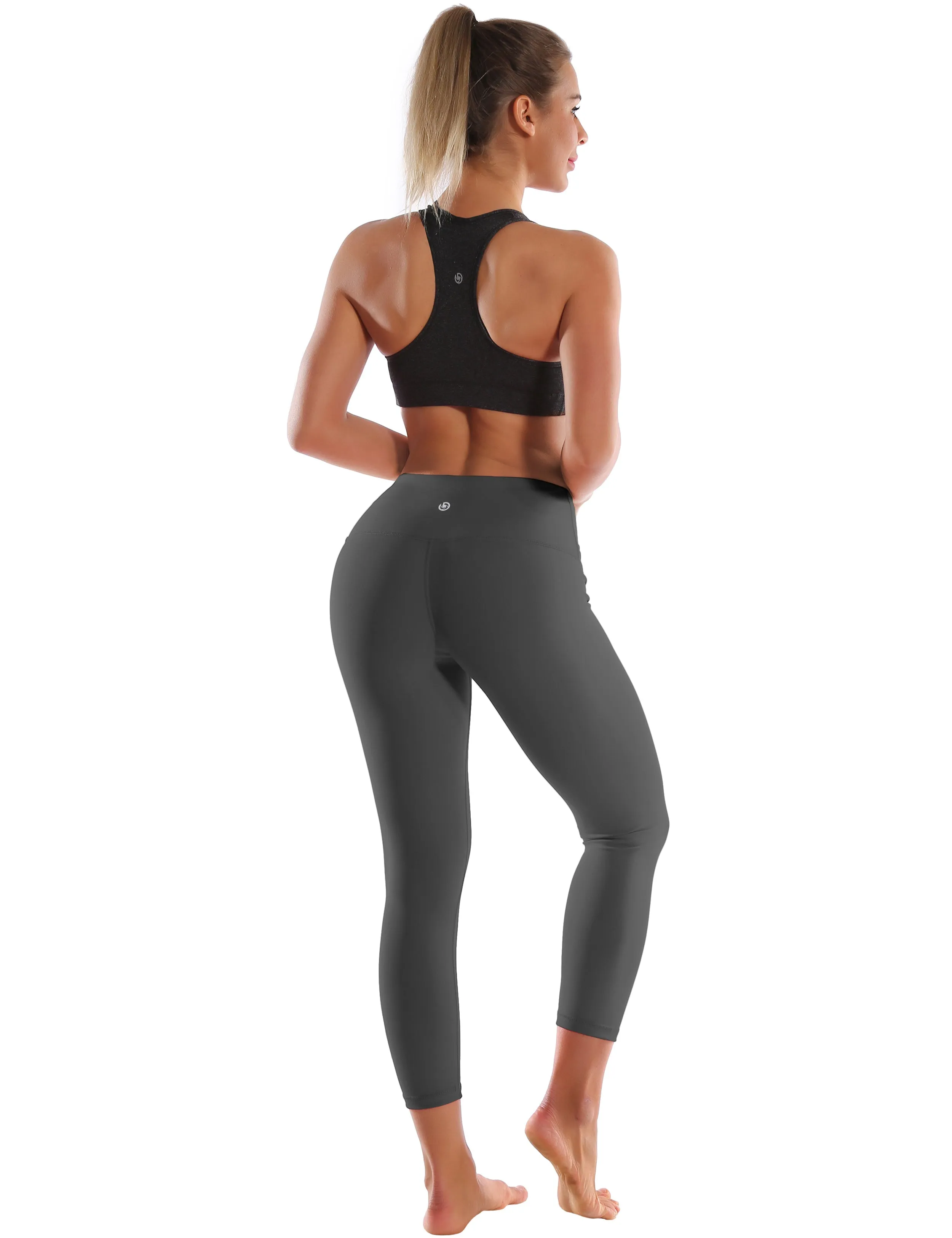 22" High Waist Crop Tight Capris shadowcharcoal_Gym