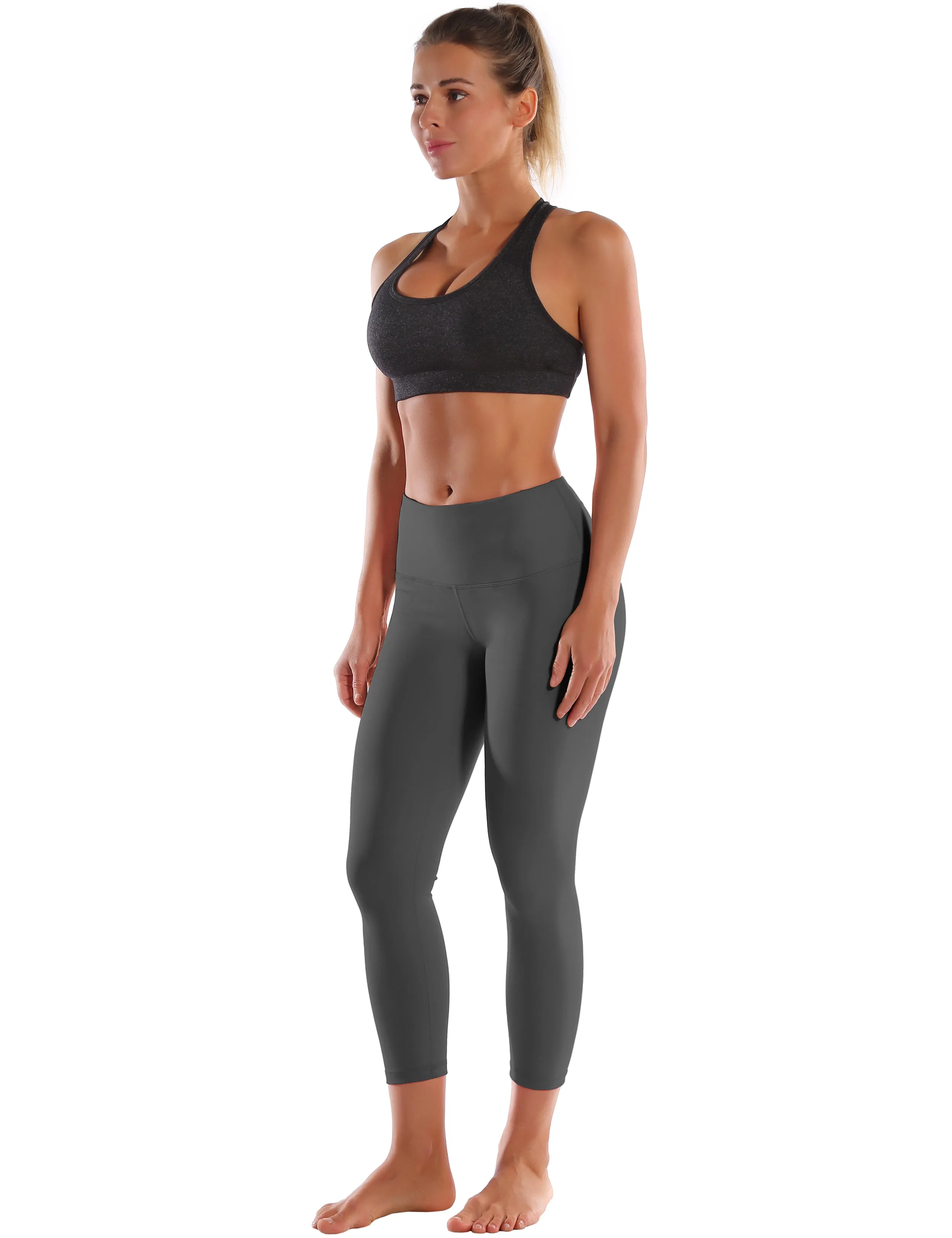 22" High Waist Crop Tight Capris shadowcharcoal_Gym