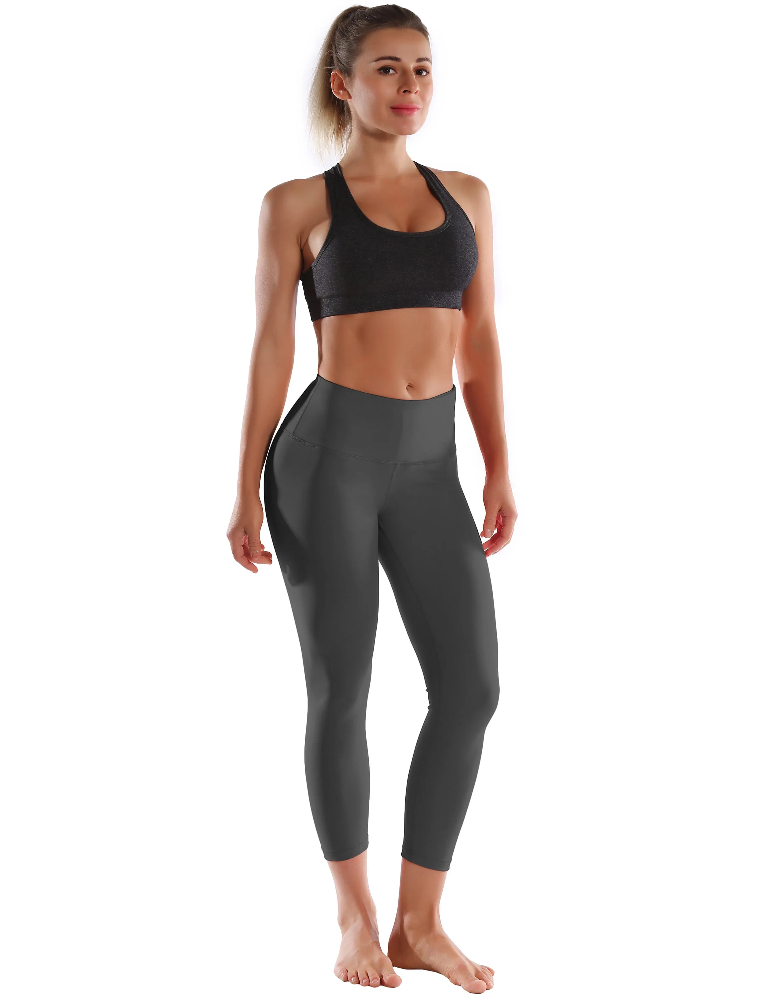 22" High Waist Crop Tight Capris shadowcharcoal_Jogging