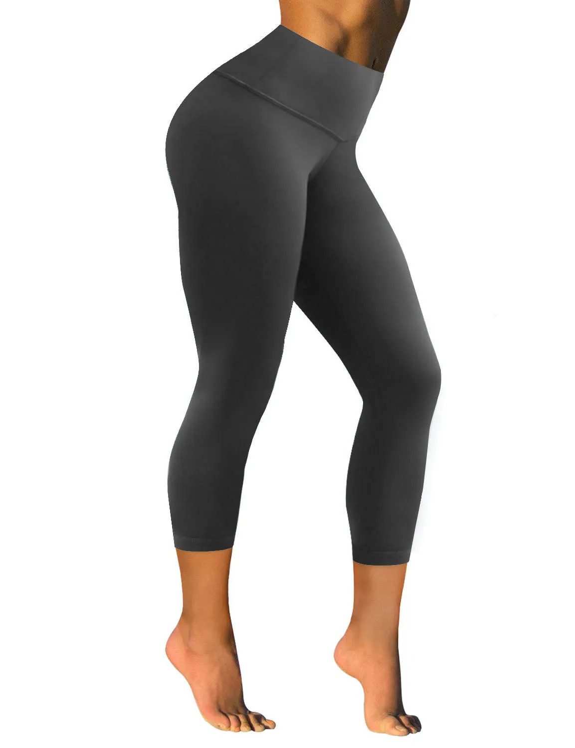 22" High Waist Crop Tight Capris shadowcharcoal_Jogging