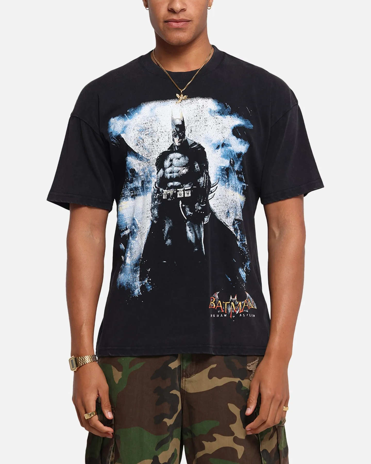 73 Studio X DC Batman Arkham Asylum Vintage T-Shirt Black Acidwash