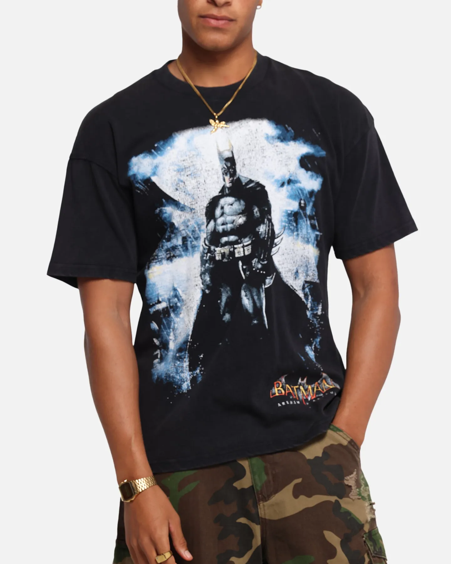73 Studio X DC Batman Arkham Asylum Vintage T-Shirt Black Acidwash