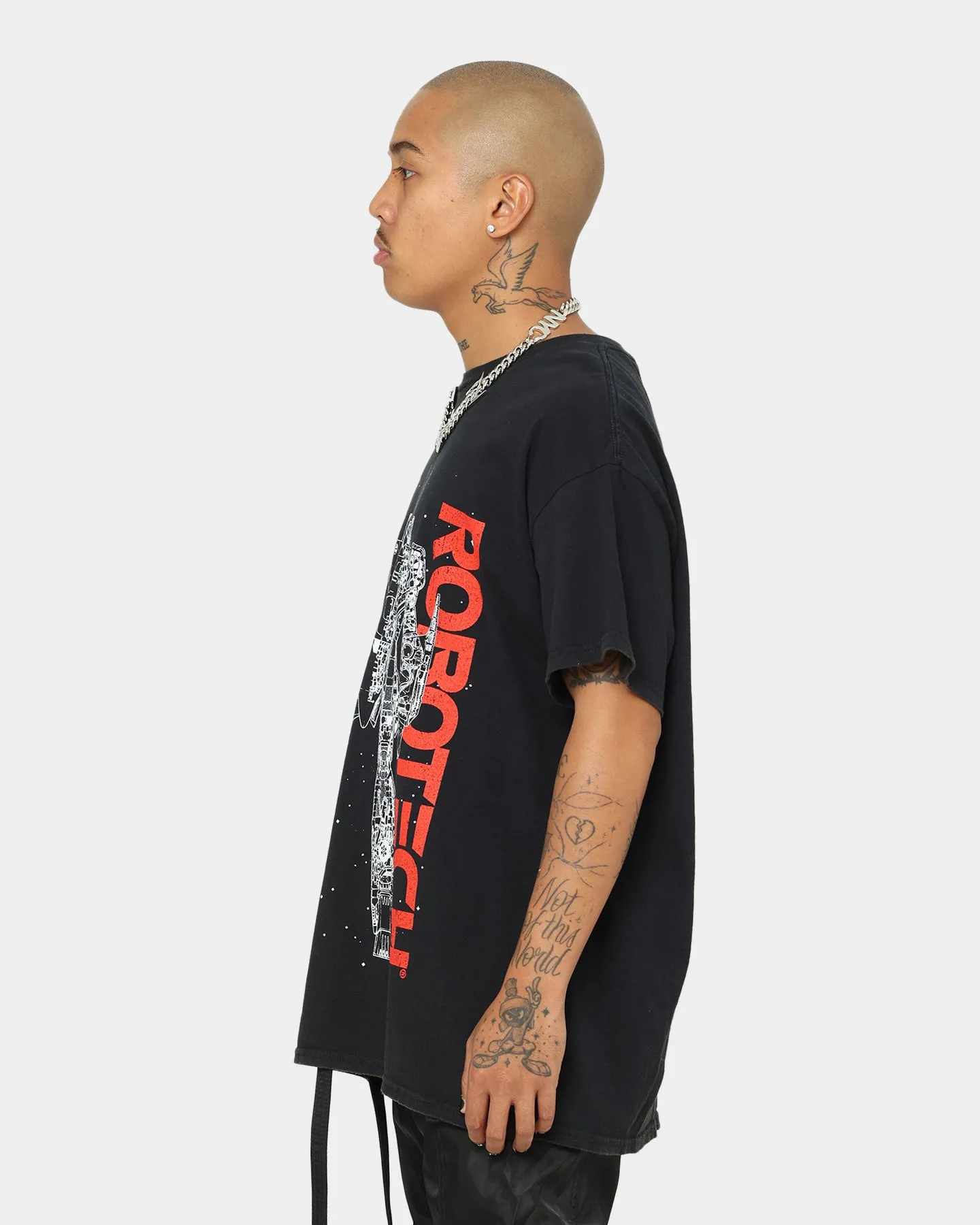 American Thrift X Robotech VFIJ Vintage T-Shirt Washed Black