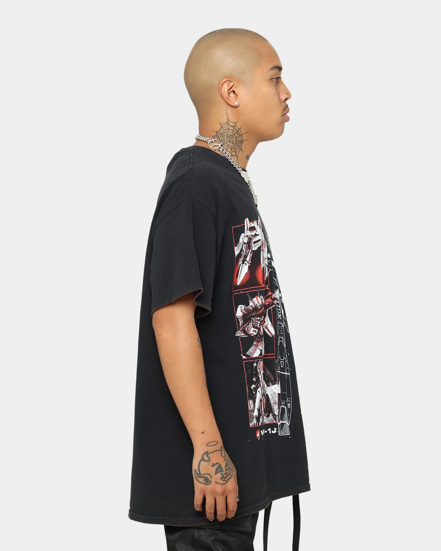 American Thrift X Robotech VFIJ Vintage T-Shirt Washed Black