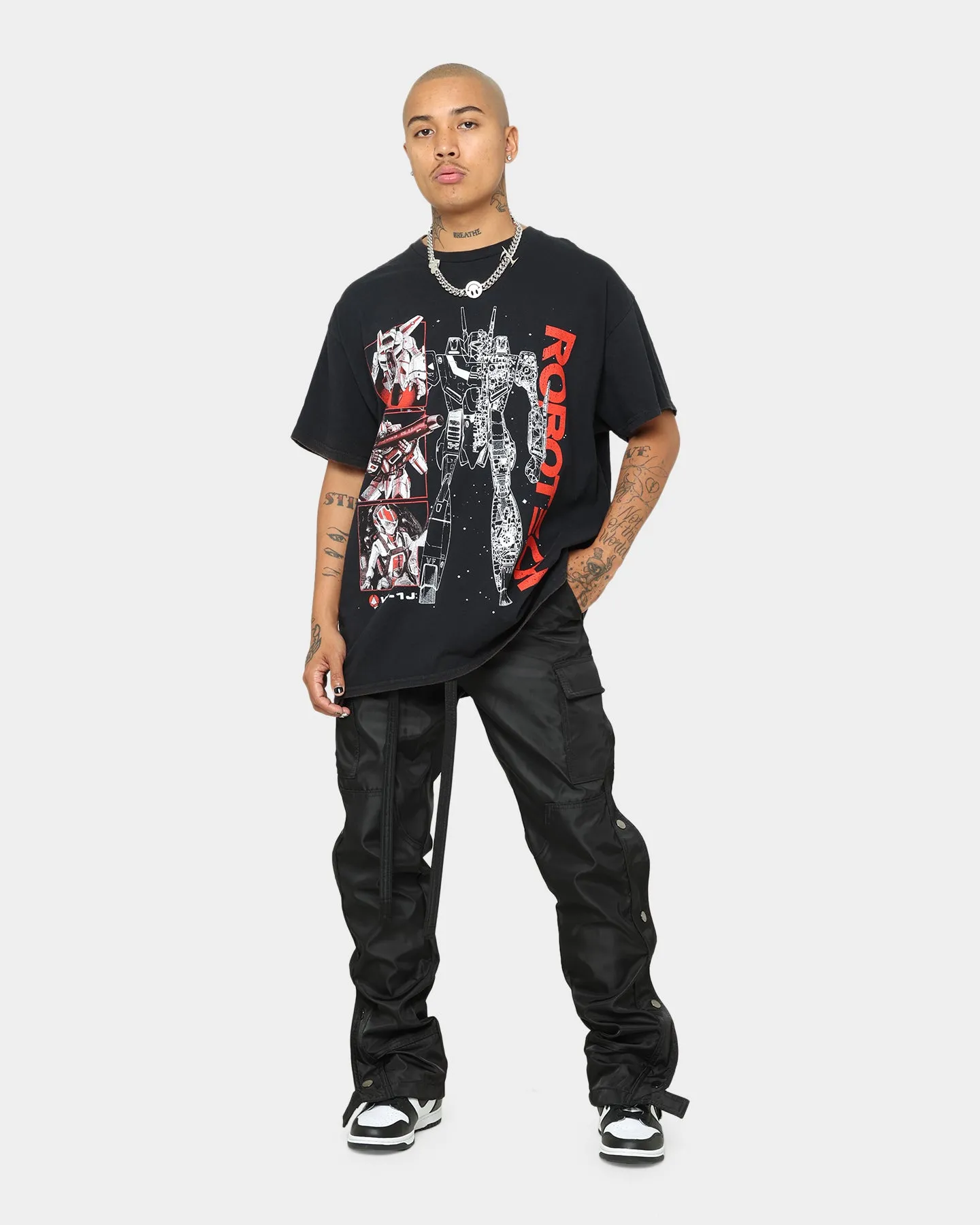 American Thrift X Robotech VFIJ Vintage T-Shirt Washed Black
