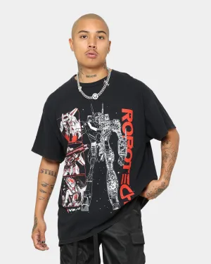 American Thrift X Robotech VFIJ Vintage T-Shirt Washed Black