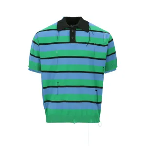 Andersson Bell Damaged Stripe Polo Sweater Blue/Green/Black ATB1242M