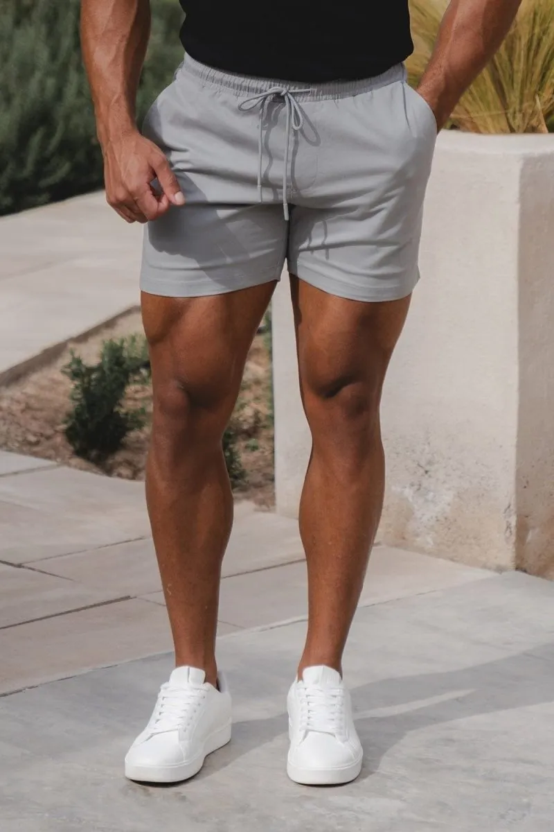 Athletic Fit Drawstring Chino Short 5” in Pale Grey