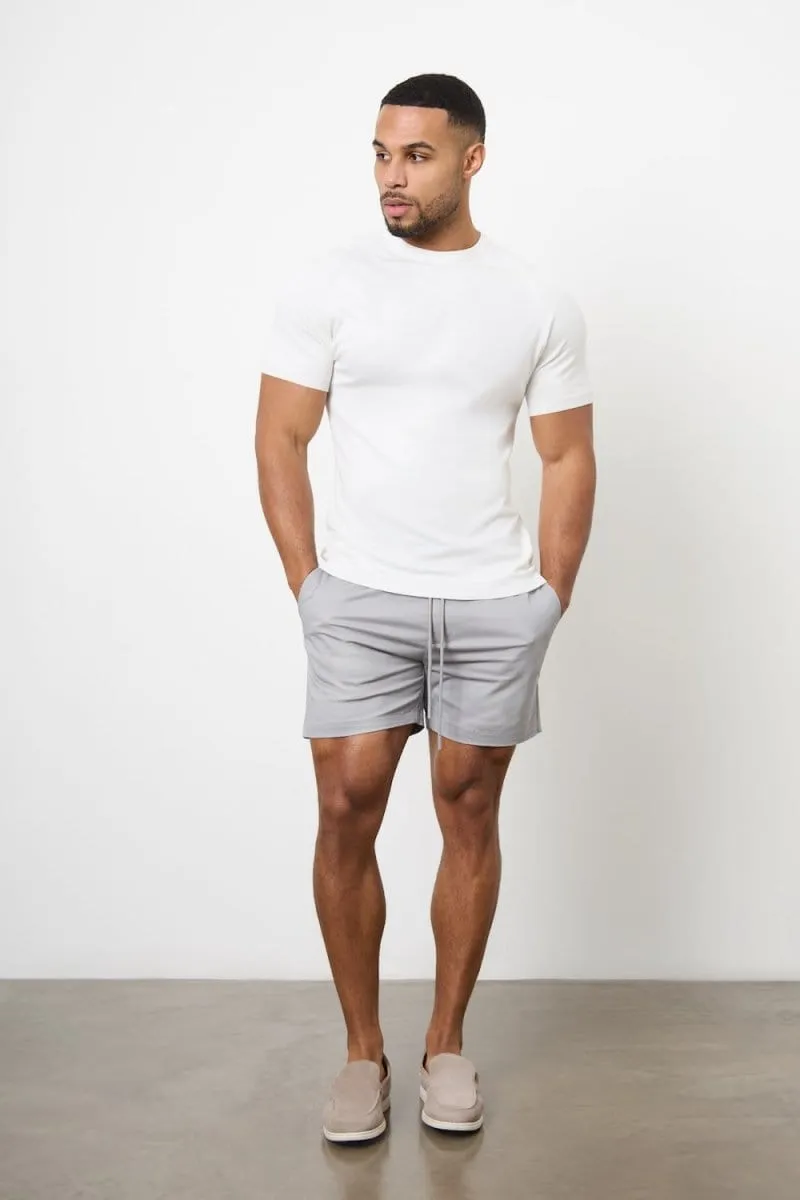 Athletic Fit Drawstring Chino Short 5” in Pale Grey