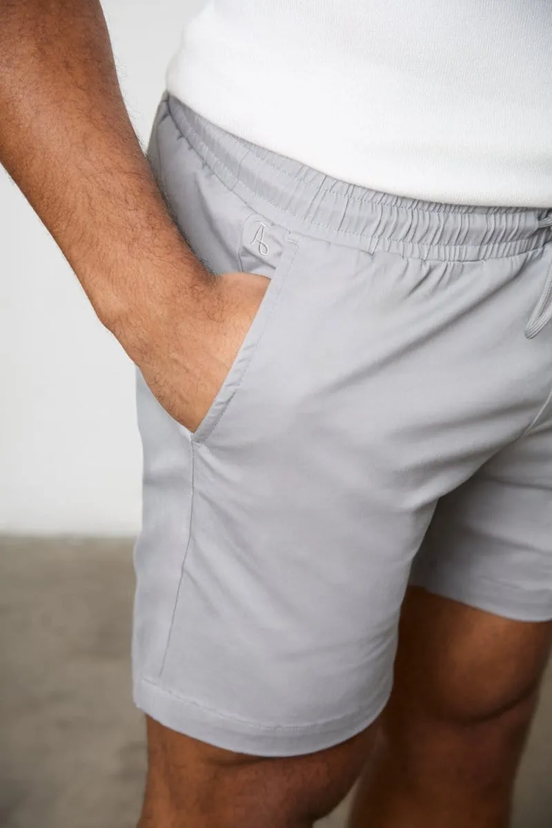 Athletic Fit Drawstring Chino Short 5” in Pale Grey