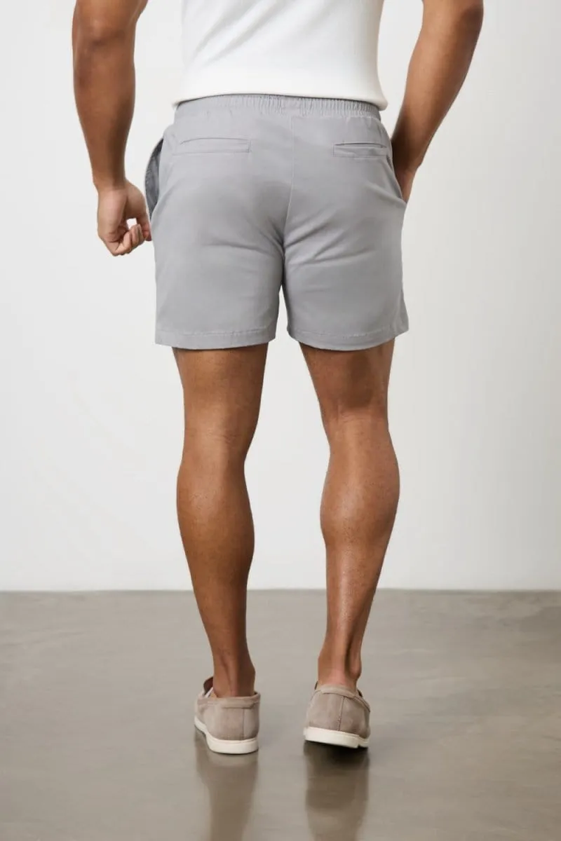 Athletic Fit Drawstring Chino Short 5” in Pale Grey