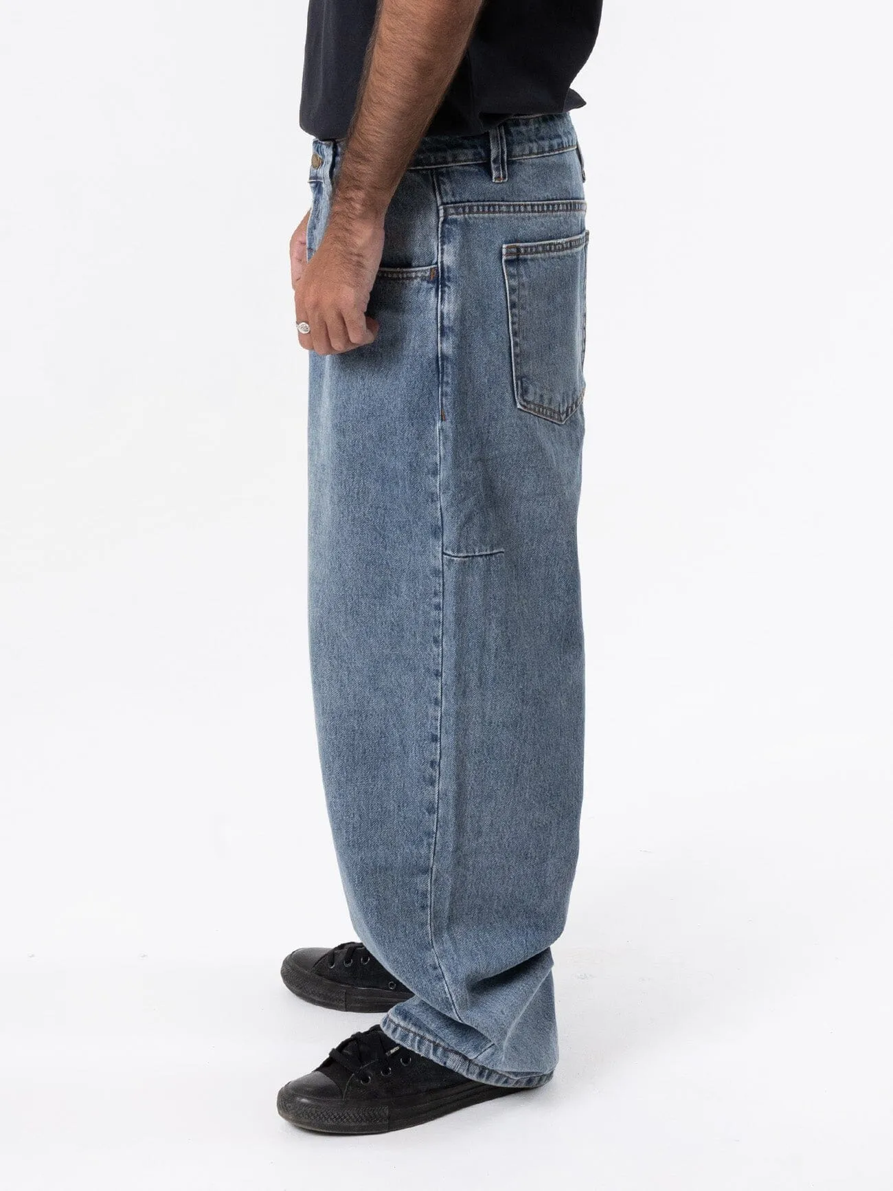 Biggest Slacker Big Baggy Denim Jean - Dirty Weathered Blue