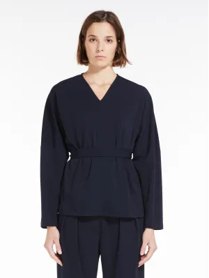Blue V-neck Jersey blouse