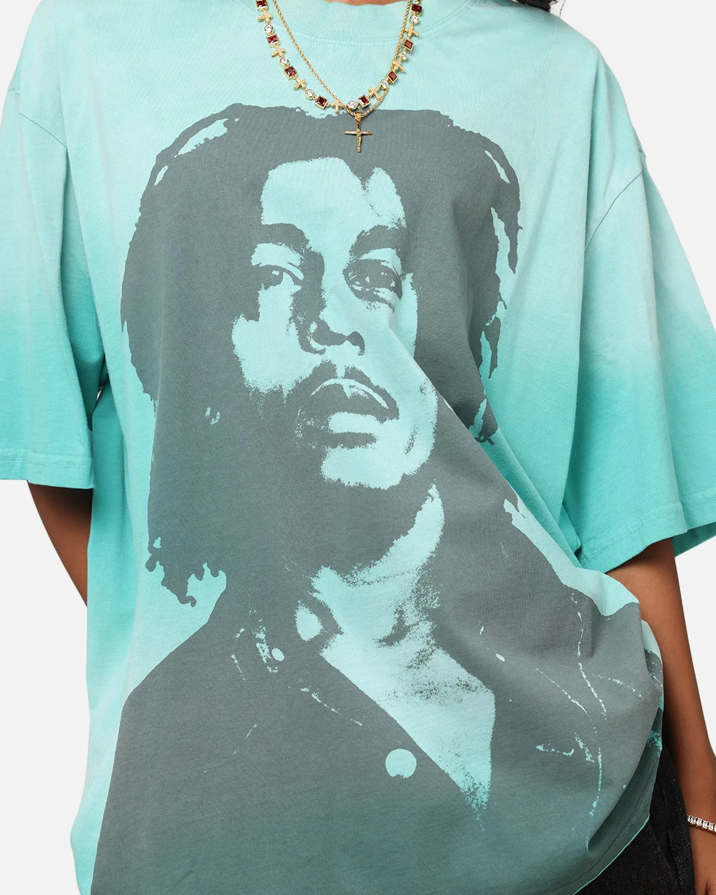 Bob Marley Bob Hem Vintage T-Shirt Washed Teal/Black