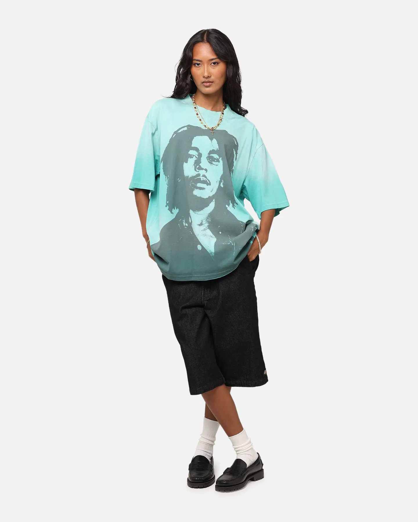 Bob Marley Bob Hem Vintage T-Shirt Washed Teal/Black