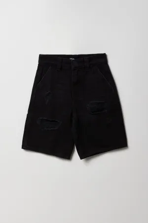 Boys Loose Distressed Denim Short