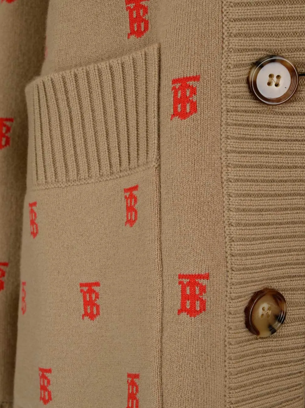 Burberry All-Over Logo V-Neck Cardigan