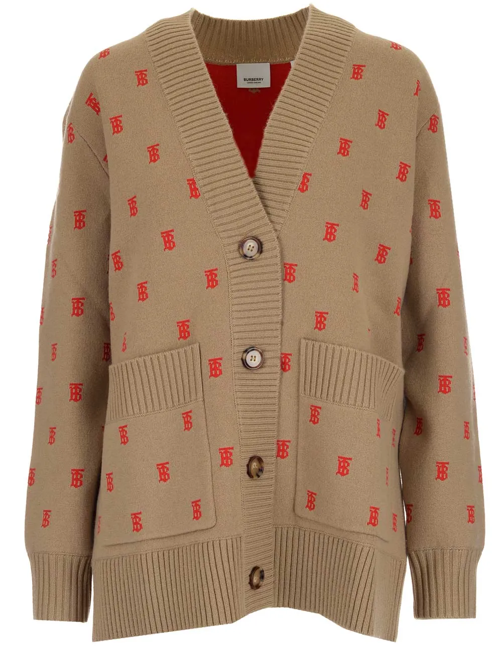 Burberry All-Over Logo V-Neck Cardigan