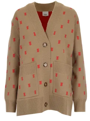Burberry All-Over Logo V-Neck Cardigan