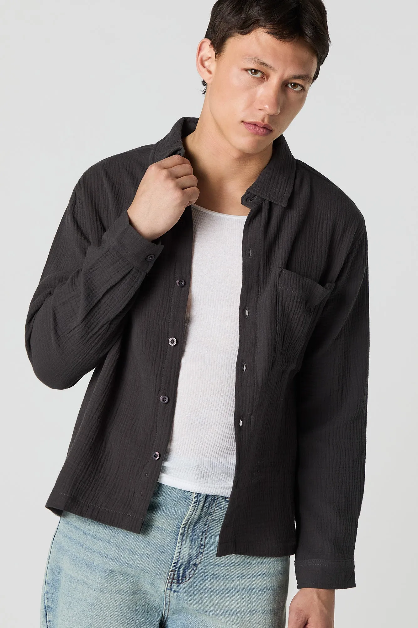 Collared Button-Up Top