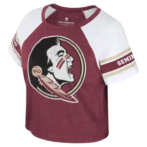 Colosseum Women's Seminole Logo Short Sleeve Crop T-shirt - Garnet